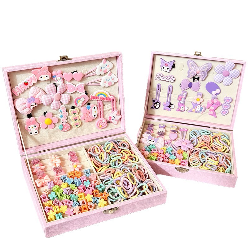 Caja de regalo para niños Jewelry Set linda niña pequeña regalo de cumpleaños princesa cabello cabello cuerda caja de joyería de alta gama