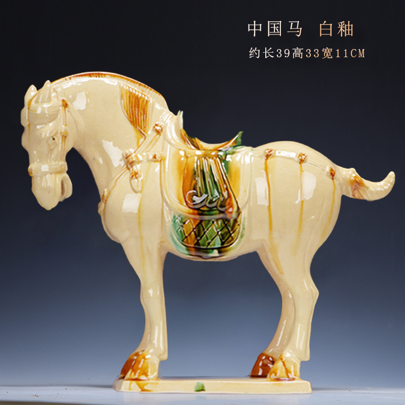 Tang tres coloridos caballos cerámicos decoraciones del año del caballo seis caballos Museo de caballos chinos artesanías decoraciones de sala de estar