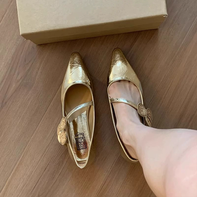 Не устал от ног! Нишевые дизайнерские серебряные туфли Mary Jin Женские туфли Весна и Осень 2025 Новый стиль с юбкой Вечерние туфли
