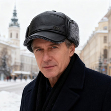 冬季中老年男士帽子爸爸爷爷保暖加绒皮帽护耳帽子户外百搭鸭舌帽