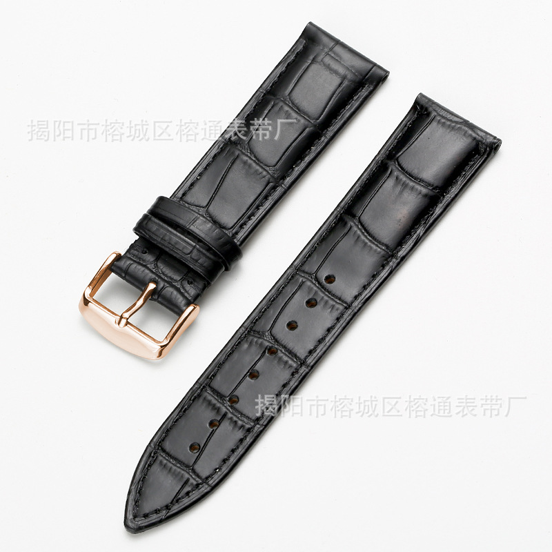 Suministro directo de fábrica primera capa de piel de vaca hebilla de reloj correa de bambú raya multi-color opcional hombres y mujeres 12 -- 24mm