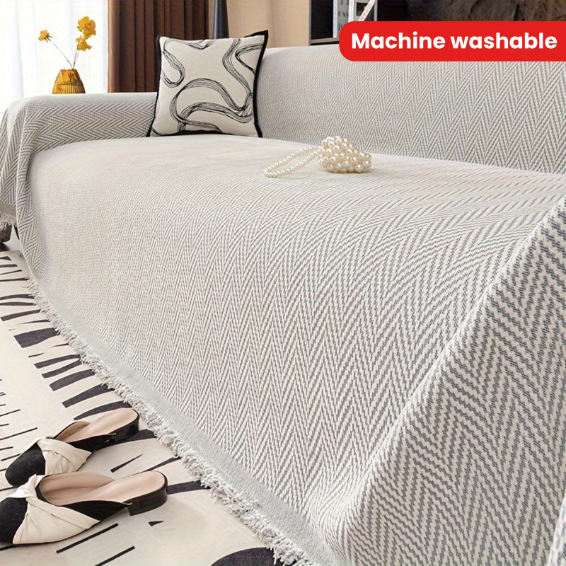 跨境代发款Sofa Throw Cover with Tassels Machine Washable