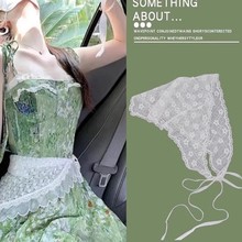 三角巾腰带连衣裙腰间配饰米白色蕾丝配裙子绑带系在腰上的丝巾女