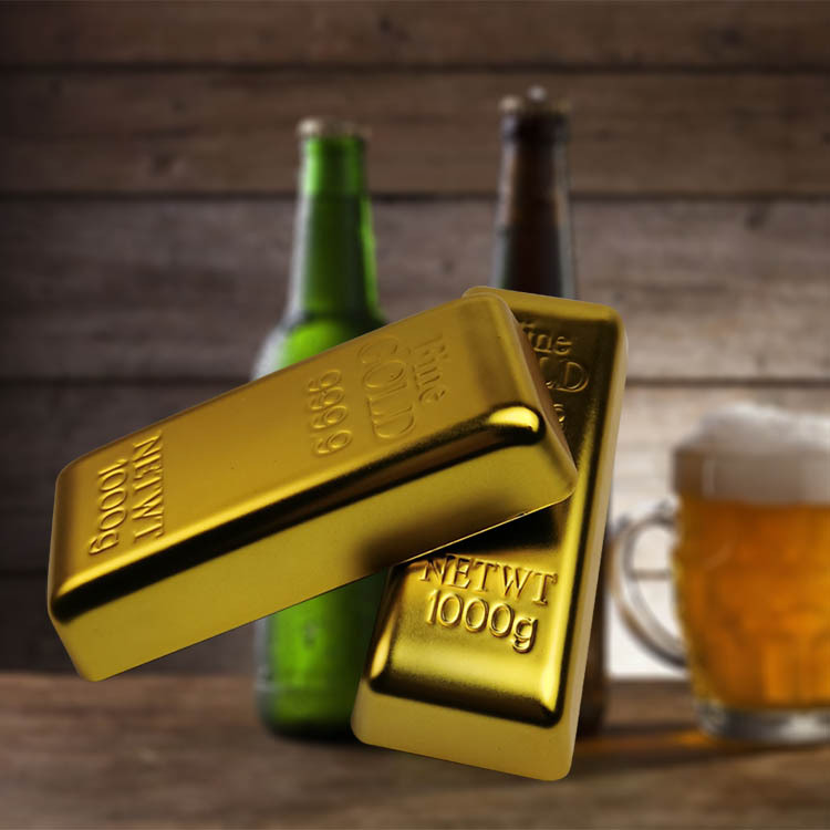 Nuevo abridor de botellas imán de ladrillo de oro puede absorber pegatinas de refrigerador barra de oro abridor de botellas de cerveza regalo de cumpleaños