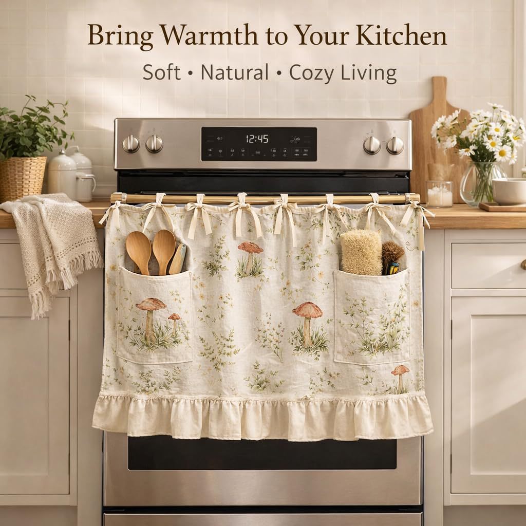 亚马逊新款带口袋的烤箱裙帘Oven Skirt Curtain with Pockets