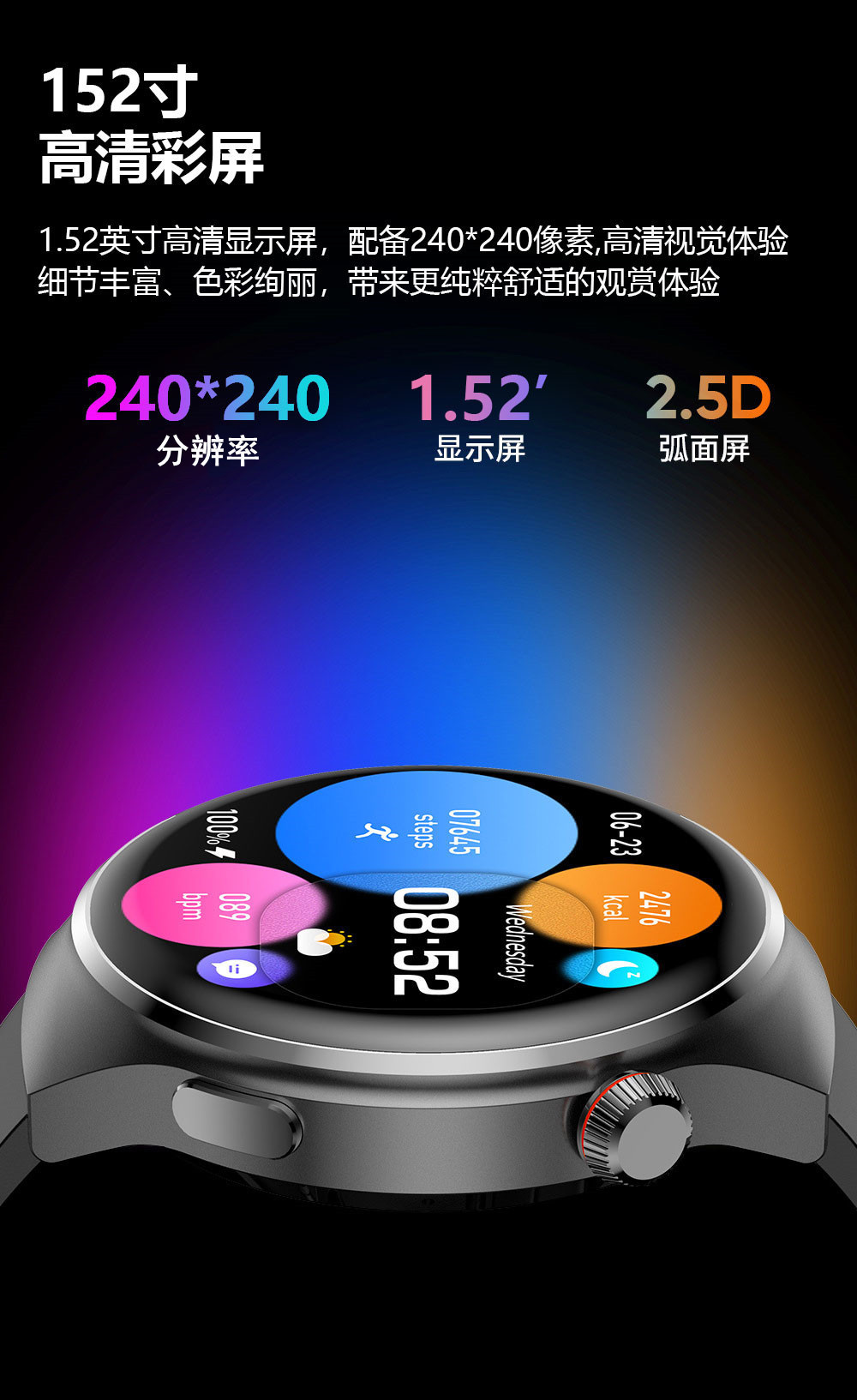New precise non-invasive blood sugar and uric acid measurement smartwatch, Alipay NFC Bluetooth call, heart rate, blood pressure and blood oxygen Specification drawing
