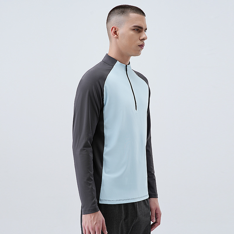 2025 nueva camiseta deportiva al aire libre para hombre, cuello alto, correr, ropa de secado rápido, montañismo, senderismo, deportes, ocio, base interior