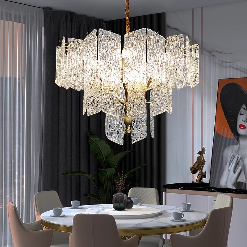 Guangdong Zhongshan All-Copper Light Luxury Living Room Chandelier, Luxurious Villa Dining Room Bedroom Creative Art Glass Design Guangdong Zhongshan All-Copper Light Luxury Living Room Chandelier, Luxurious Villa Dining Room Bedroom Creative Art Glass Design
