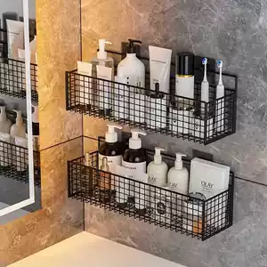 ชั้นวางของสำหรับห้องน้ำ ห้องอาบน้ำ ไม่ต้องเจาะผนัง สำหรับห้องน้ำ โต๊ะล้างหน้า ติดผนัง ใช้เก็บของในห้องครัว แขวนผนังขณะอาบน้ำ