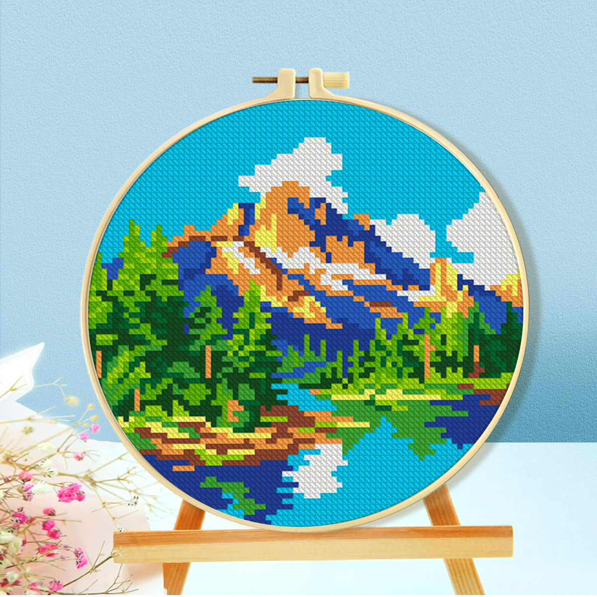 Colección de series de paisajes de montaña y río de punto de cruz real de Mona Lisa image 4