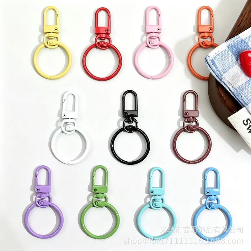 Color-coated zinc alloy spring ring door buckle + 30mm book ring clasp DIY hanging buckle accessory for dolls and keychains Color-coated zinc alloy spring ring door buckle + 30mm book ring clasp DIY hanging buckle accessory for dolls and keychains