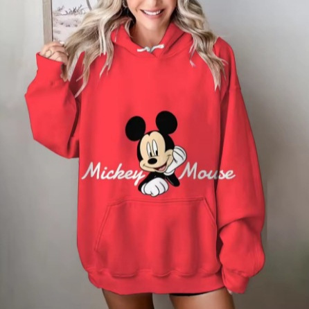 Cross-Border Women's Casual Hoodie Harajuku Y2K Mickey Mouse Print Hoodie Retro Trendy Top