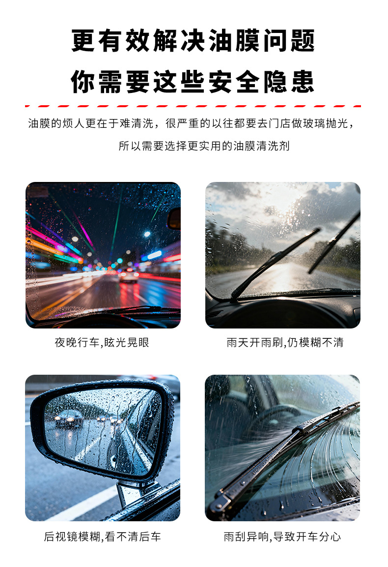 Cross-Border Car Glass Oil Film Cleaner, Oil Film Remover, Car Window Cleaner with Just One Wipe, 200ml