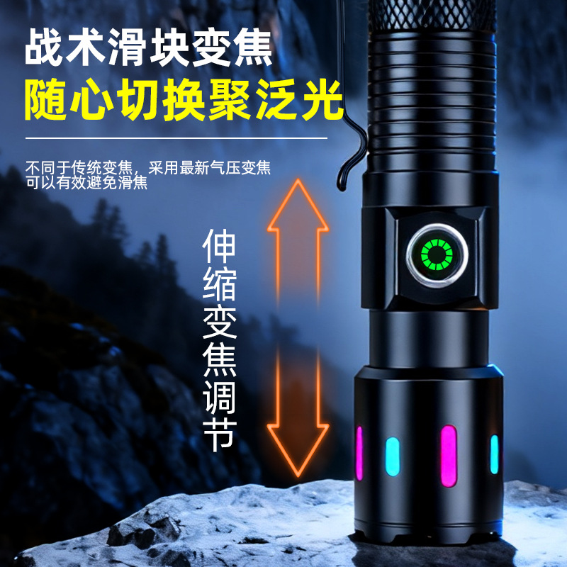 Transfronterizo nuevo láser blanco led linterna de luz alta zoom USB carga mini portátil carga linterna exterior image 3