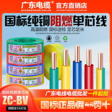 廣東電纜廠國標電線BV1.5/2.5/4/6平方純銅芯家裝單股硬線AAA牌