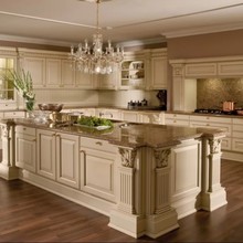 外贸工厂实木橱柜定 制全屋美式欧式厨房厨柜复古岛台定 做整体