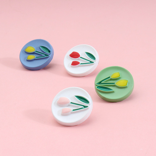 Children's baby button cardigan knitwear with small orchid flower button, high-end fashionable and colorful button style