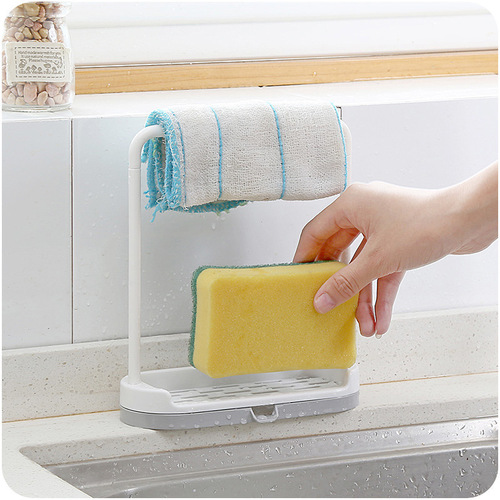 Creative punch-free towel rack desktop drain rack kitchen plastic countertop rag towel storage rack