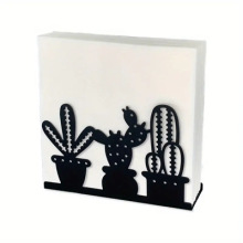 跨境厂家直销仙人掌主题黑色铁质桌面餐巾架厨房和餐厅纸巾分配器