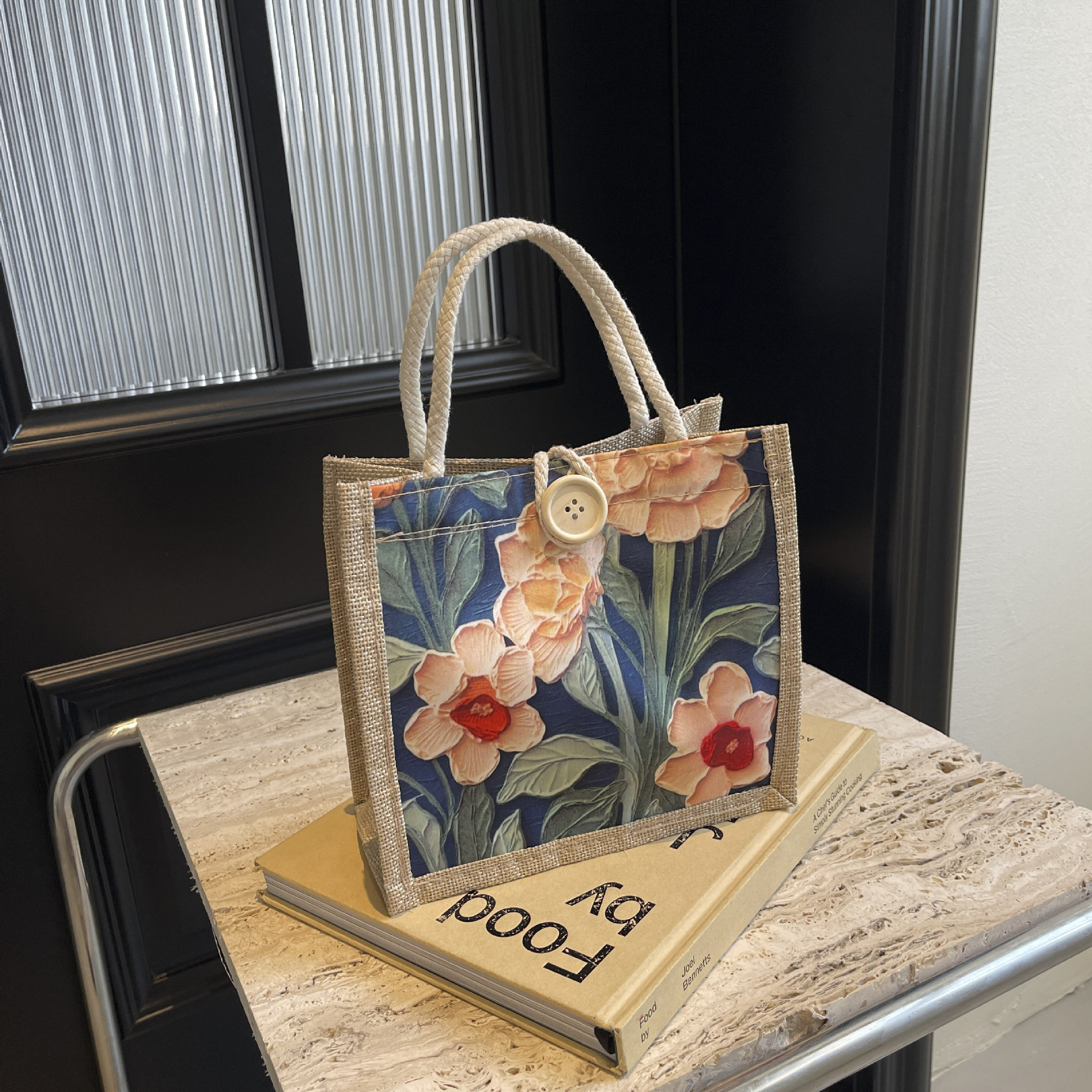 Bolsa de mano de estudiantes coreanos de moda femenina, bolsas de arroz de lino de nuevo estilo japonés OL bolsa de almuerzo de lona