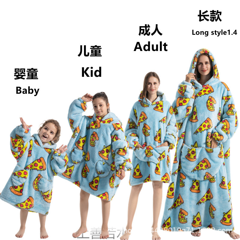 Nuevo estilo real frío ropa hogar pijamas perezoso TV manta de franela gran tamaño super gruesa lana Cordero dibujos animados