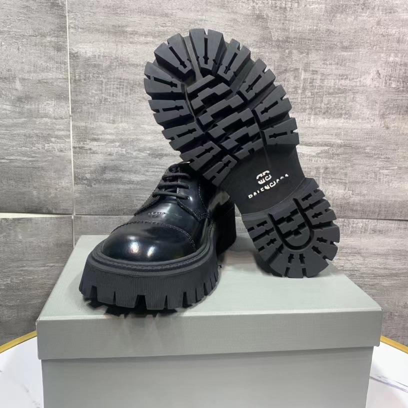 ShoeVault 2023 New Trendy Retro Distressed Men's Versatile Big Toe Derby Thick Sole Height Increasing Single Platform Shoes_voghion.com