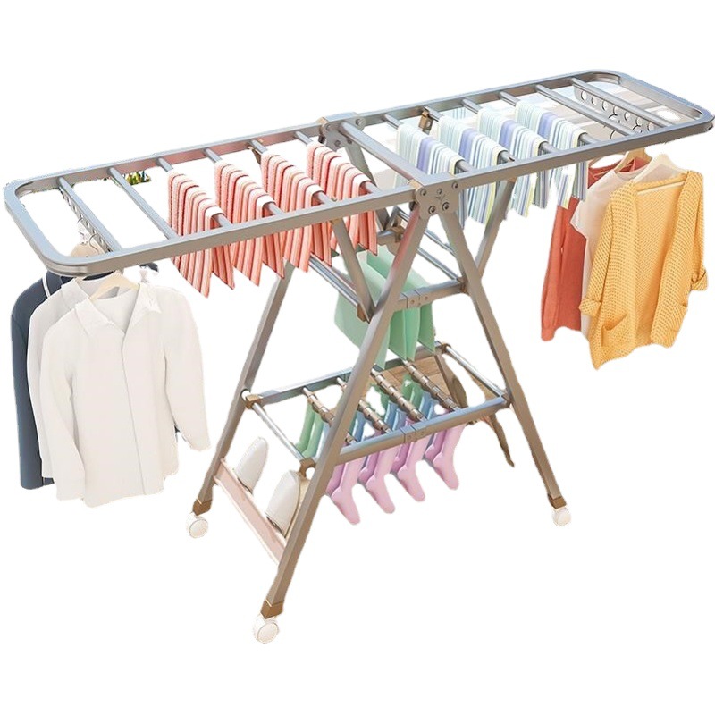 Percha de ropa piso plegable interior del hogar de acero inoxidable ropa de bebé tendedero de secado simple tendedero balcón edredón de secado