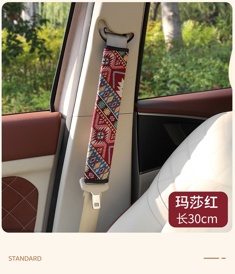 Car Seat Belt Protective Cover, Personalized Ethnic Style, Anti-Wear, Anti-Strangle Shoulder Protector, Car Decoration Set 30-50-75cm