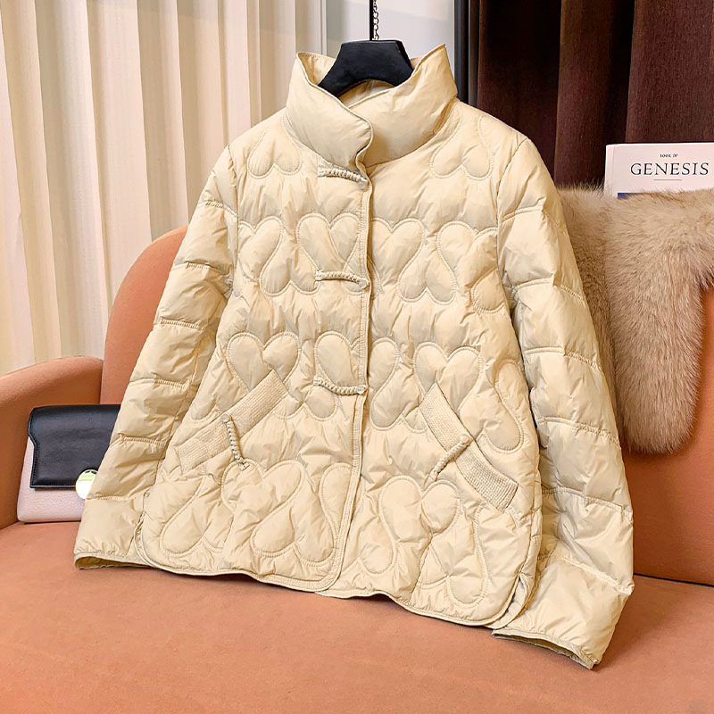 跨境中国风复古盘扣轻薄羽绒服女秋冬新款时尚减龄白鸭绒外套潮