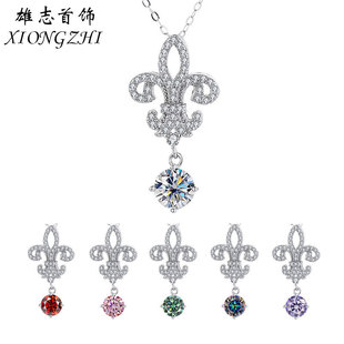 Cross-border S925 Sterling Silver Color Mosan Diamond Necklace Female High-end Sense Niche Queen Iris Pendant in stock Wholesale