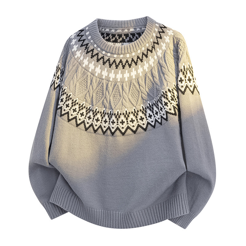 2026秋季青少年运动宽松圆领针织衫腈纶透气厚款罗纹底摆长袖上衣，男装针织衫/毛衣，星座614