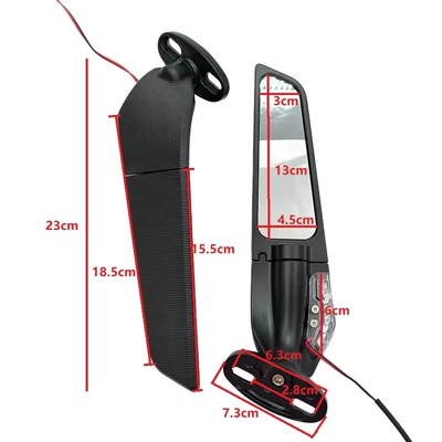 with Lights, Motorcycle rearview mirror