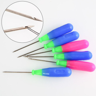 Solid Wood Round Hole Awl, Awl Needle with Hook, Drill Needle with Hole, Shoe Awl, DIY Handmade Leather Shoe Awl Tool