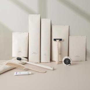 Hotel Disposable Straw Toiletries Set Biodegradable Straw Toothbrush Razor Comb Simple Set
