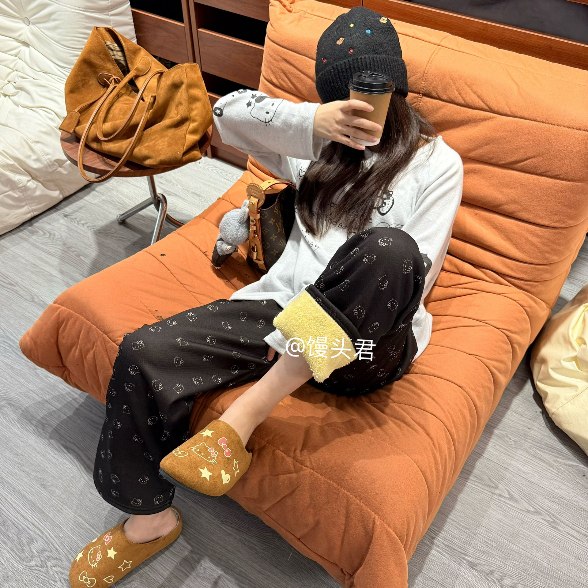 [Agregue fertilizante y aumente] Pantalones a cuadros de terciopelo de cordero grueso en invierno, pantalones casuales cálidos de cintura alta para mujer