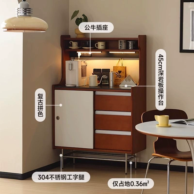 Скандинавский средневековый обеденный боковой ретро простой шкаф для хранения из цельного дерева для гостиной, настенный встроенный шкаф для хранения, винный шкаф, домашний чай