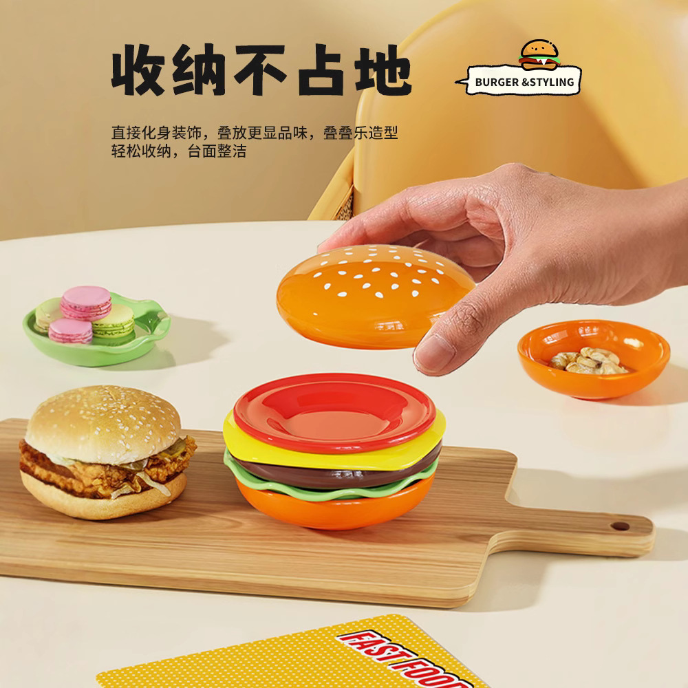 Juego de Platos y Tazones de Hamburguesa de Plástico para Cocina y Comedor image 3