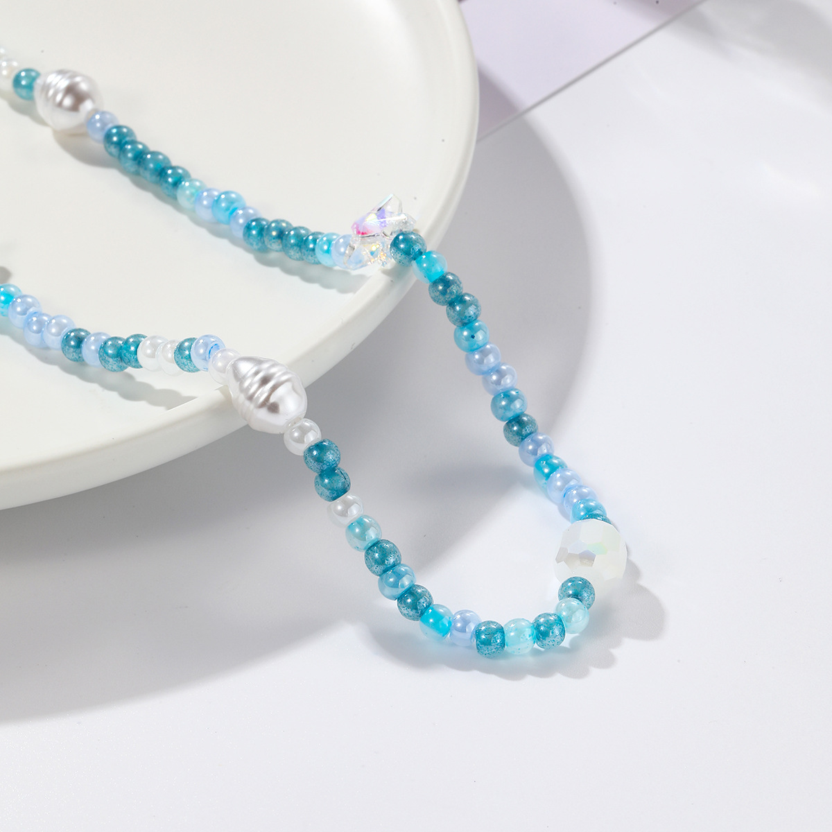New ins color beaded necklace Women's versatile high end sense does not fade Bee handmade beaded necklace_voghion.com
