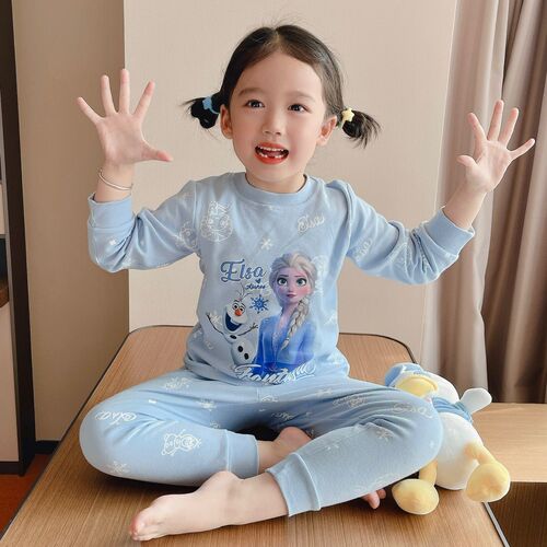 2024 Autumn/Winter New Girls' Longjohns Set Fleece Children's Innerwear Set Casual Little Girl Baby Pajamas