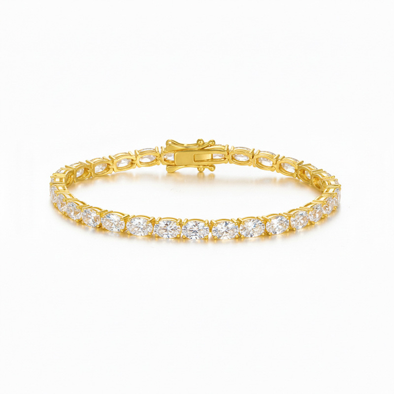 S925 Sterling Silver Inlaid with Oval Moissanite Tennis Bracelet, Versatile for Engagement and Wedding, Moissanite Tennis Bracelet S925 Sterling Silver Inlaid with Oval Moissanite Tennis Bracelet, Versatile for Engagement and Wedding, Moissanite Tennis Bracelet