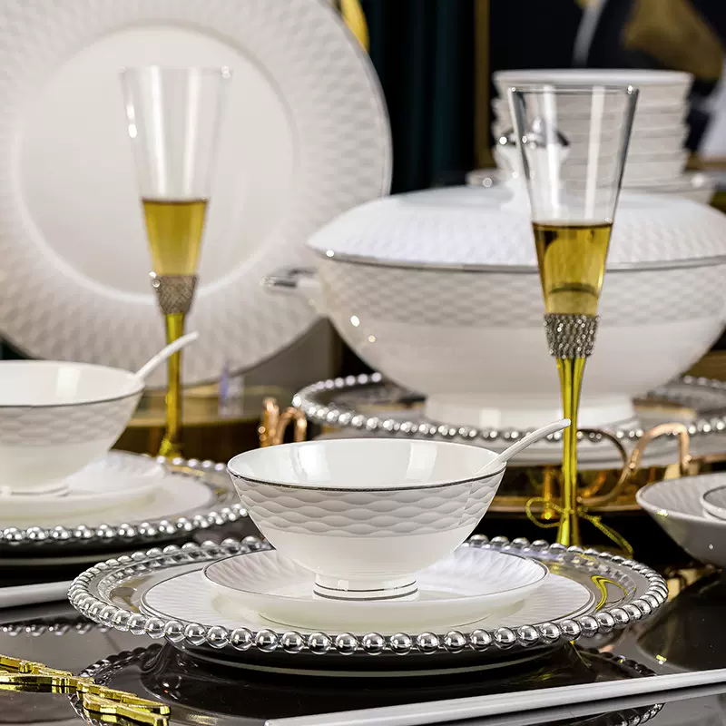 2024新款碗筷碗碟套装定制礼品景德镇骨瓷餐具套装碗盘子组合批发