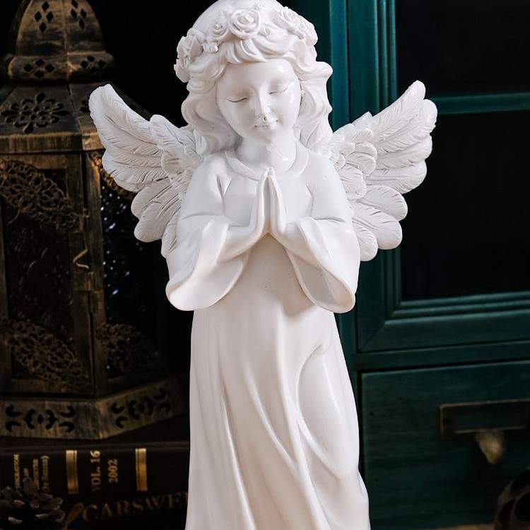 Ángel retro europeo adornos estatuas de yeso de resina americana escultura accesorios de decoración de escritorio de chicas