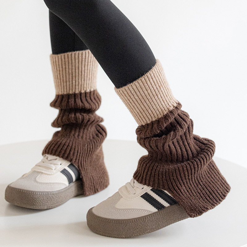 Botas de algodón para niños calcetines de mujer color contrastante calcetines de pantorrilla de empalme japonés retrógrado delgado otoño y invierno coreano chicas calcetines de pila