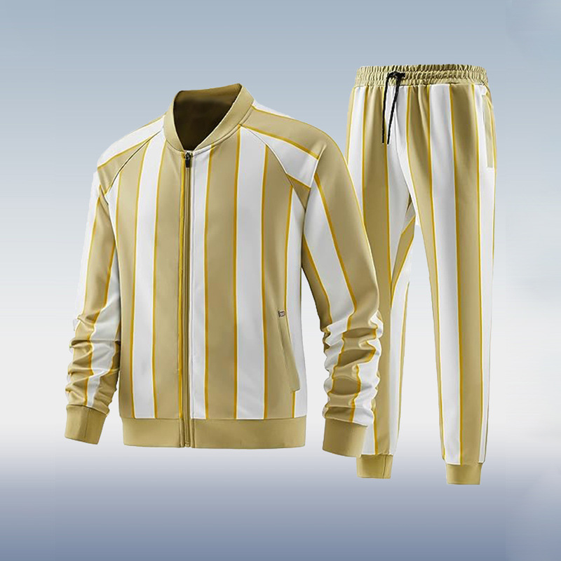 2023 Otoño e Invierno transfronterizo nuevo traje de chaqueta con cremallera para hombre Amazon pantalones de manga larga collar de dos piezas conjunto