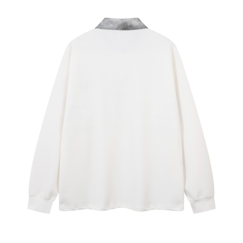 Striped Patchwork Color-Block Turn-Down Collar Sweatshirt For Men Spring And Autumn Sports Casual Long Sleeve Polo Shirt_voghion.com