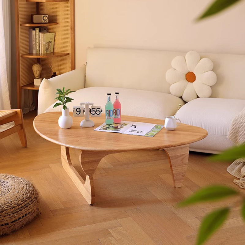 Madera sólida nueva mesa de té triangular nórdica en forma de mesa de té retro simple y moderna sala de estar japonesa para el hogar