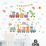 新款LD96201卡通动物组合小火车儿童房幼儿园墙面美化装饰墙贴纸