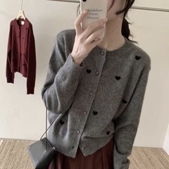 毛衣新款爱心圆领上衣设计慵懒洋气宽松外套针织时尚百搭开衫长袖