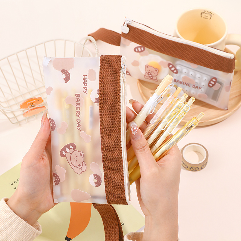 Nueva caja de lápiz transparente TPU estudiante de gran capacidad bolsa de almacenamiento niñas monedero bolso de viaje bolsa de cosméticos