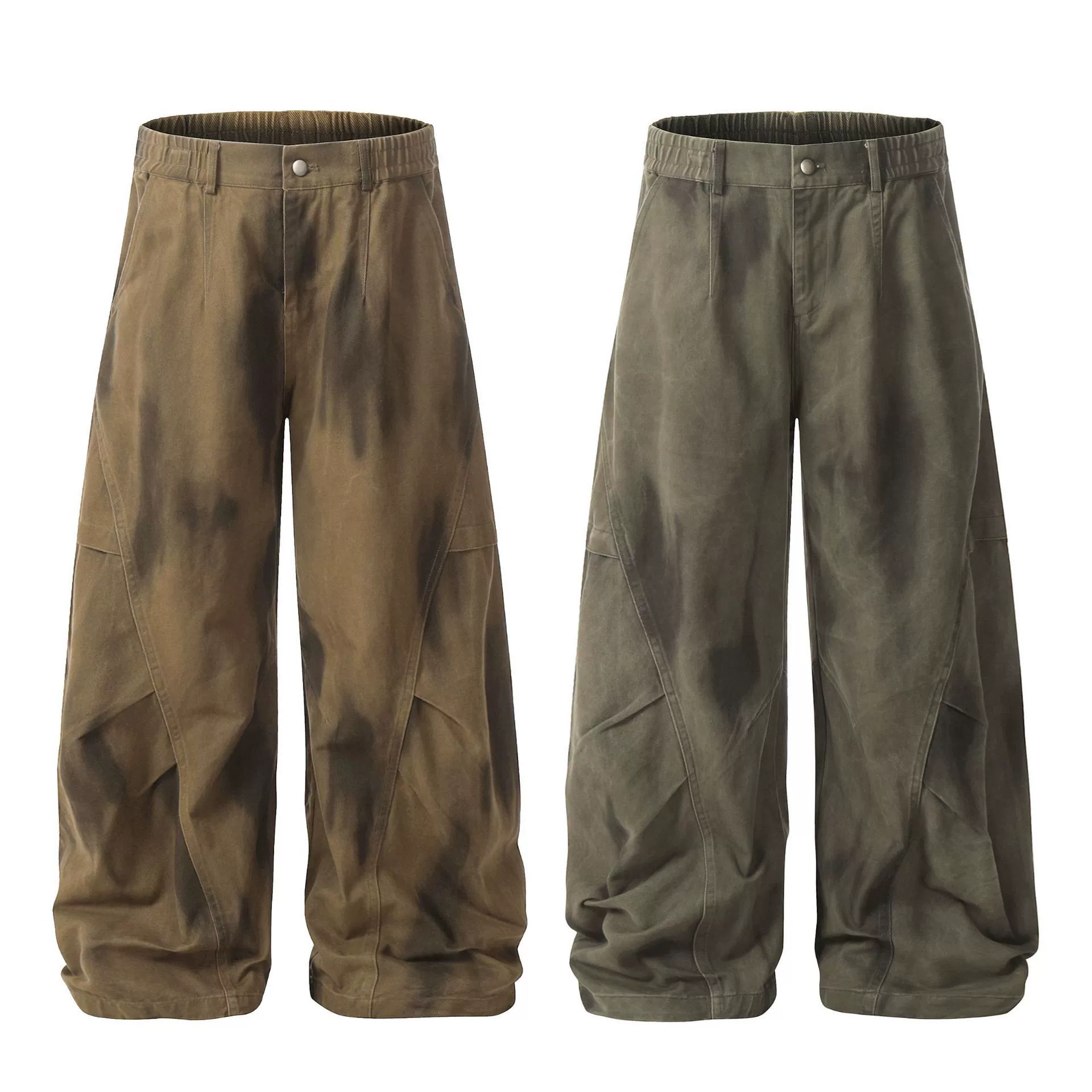 Cotton trousers, gradient, loose straight fit